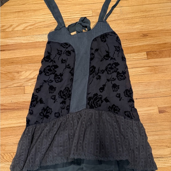 Free People pintuck rose lace velvet Dress - Picture 3 of 5